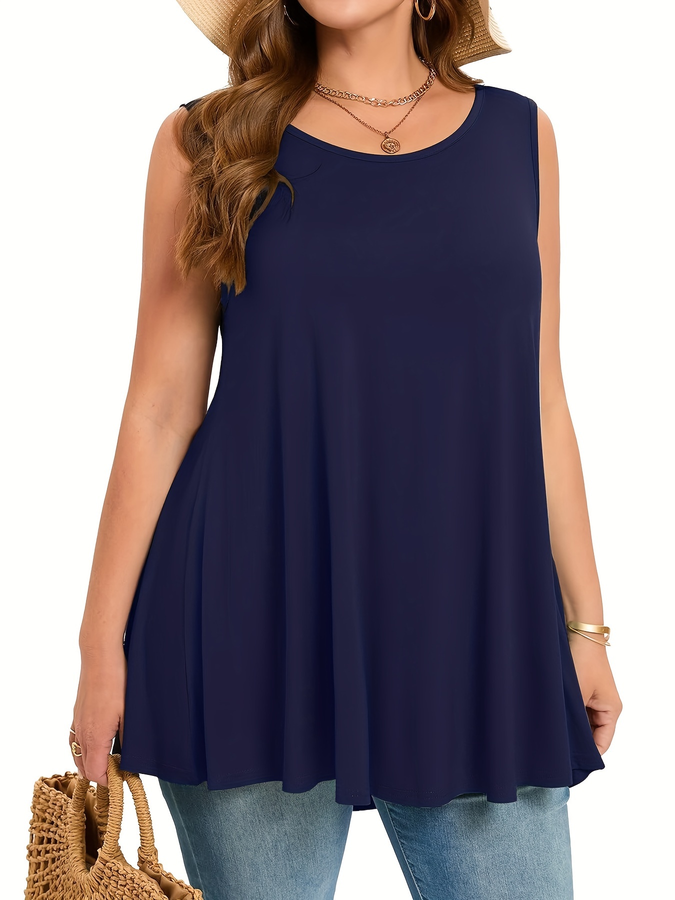 Plus Size Simple Solid Tank To - огляд і ціна Summer Upf Clothing