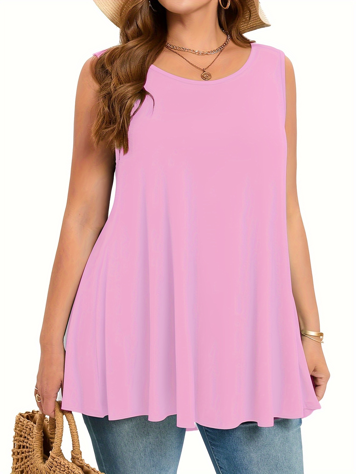 Plus Size Simple Solid Tank To - огляд і ціна Summer Upf Clothing