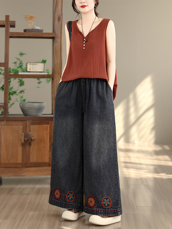 Retro Washed Embroidered Strai - огляд і ціна Summer Clothing Label