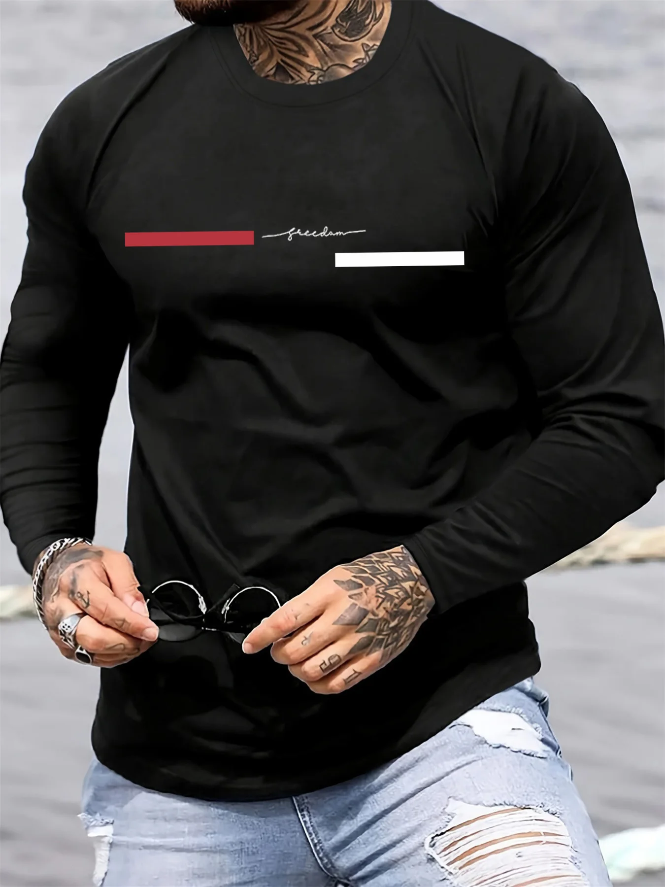 Red black Line men's long slee - огляд і ціна Summer Clothing Essentials