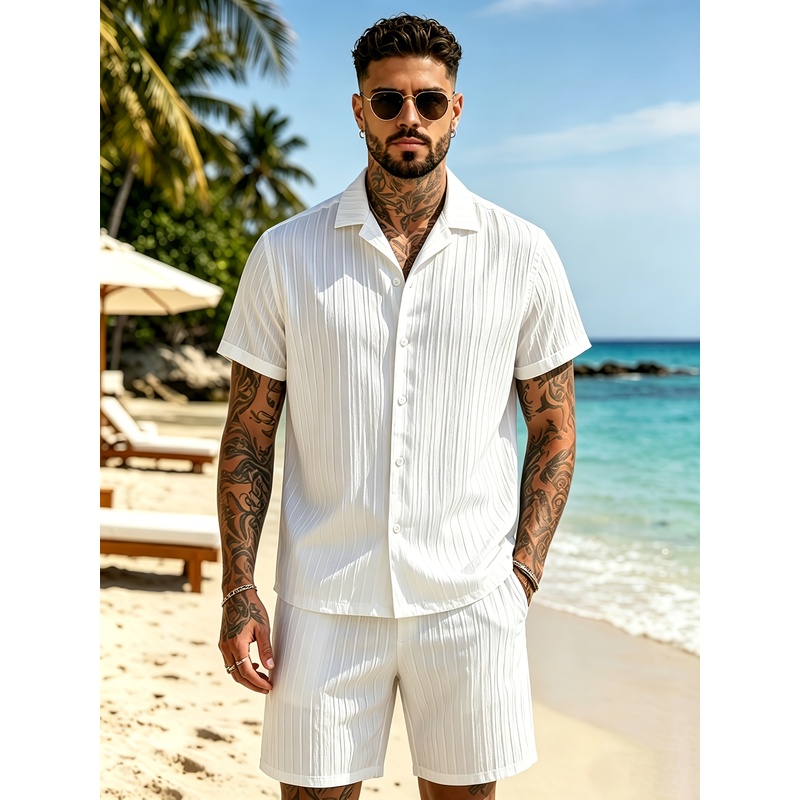 2Men's Summer Casual Suit Set， - огляд і ціна Summer Clothing Vacation