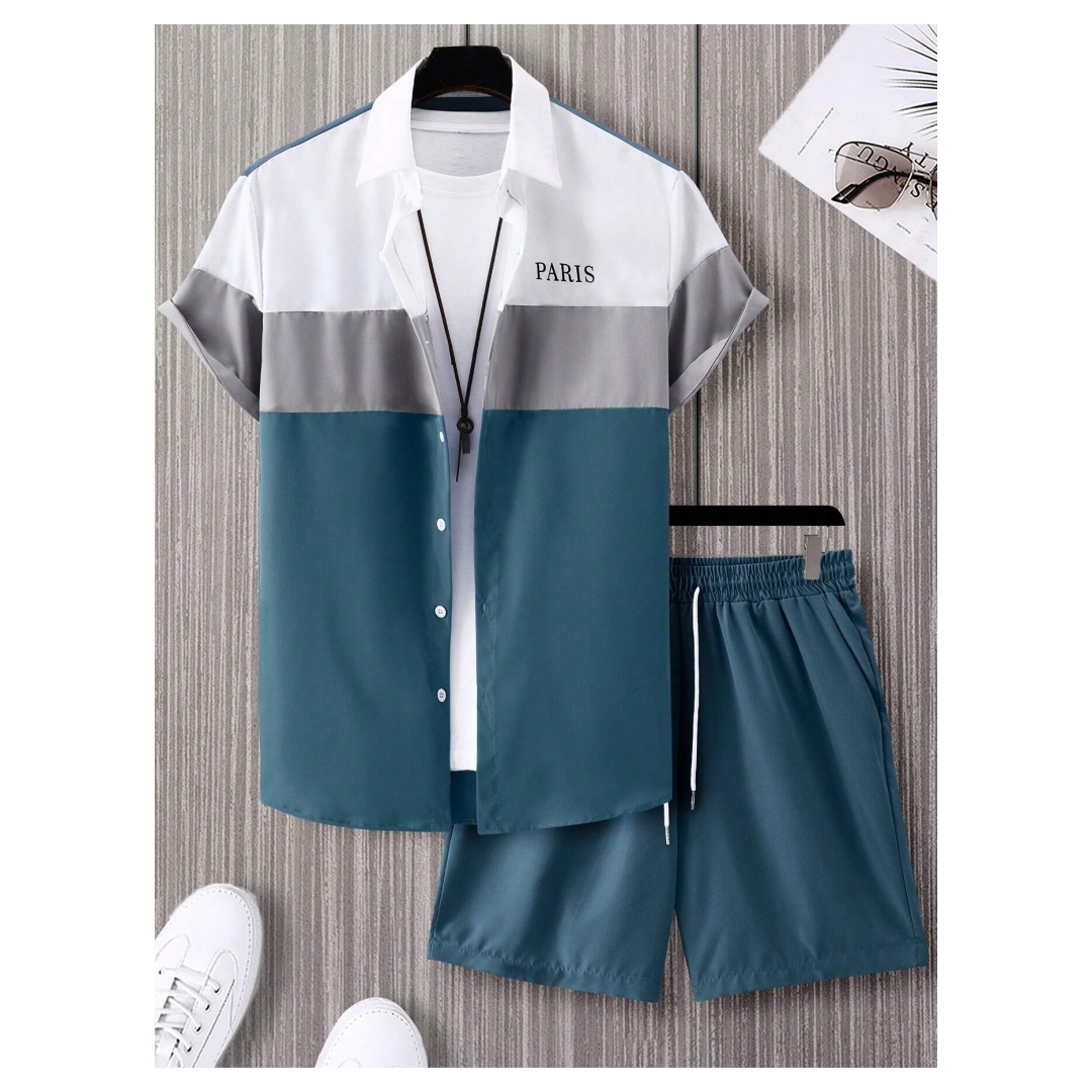 Men's Fashion Suit Blue And Wh - огляд і ціна Summer Clothing Guys
