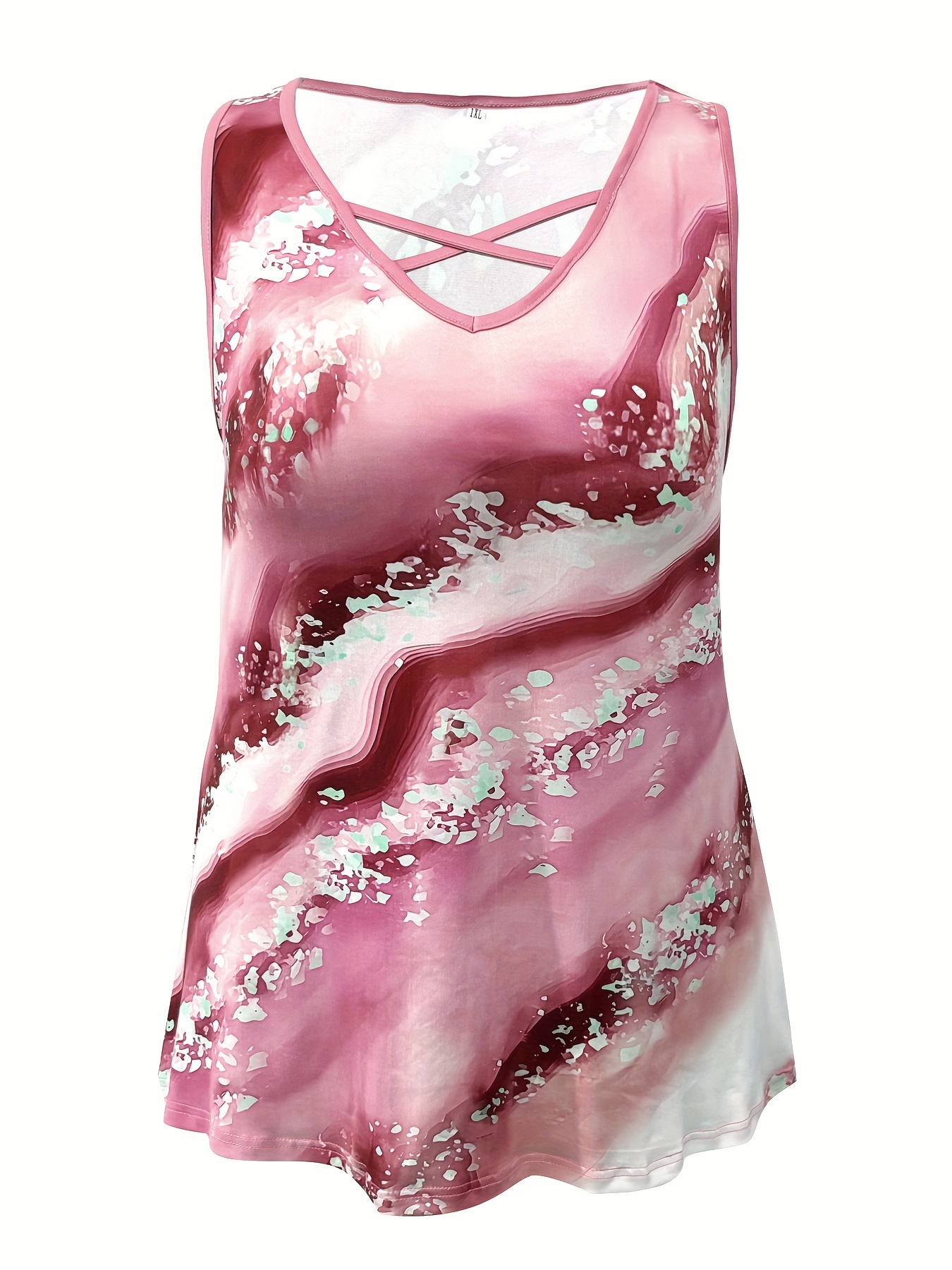 Plus Size Marble Print Tank To - огляд і ціна Summer Upf Clothing