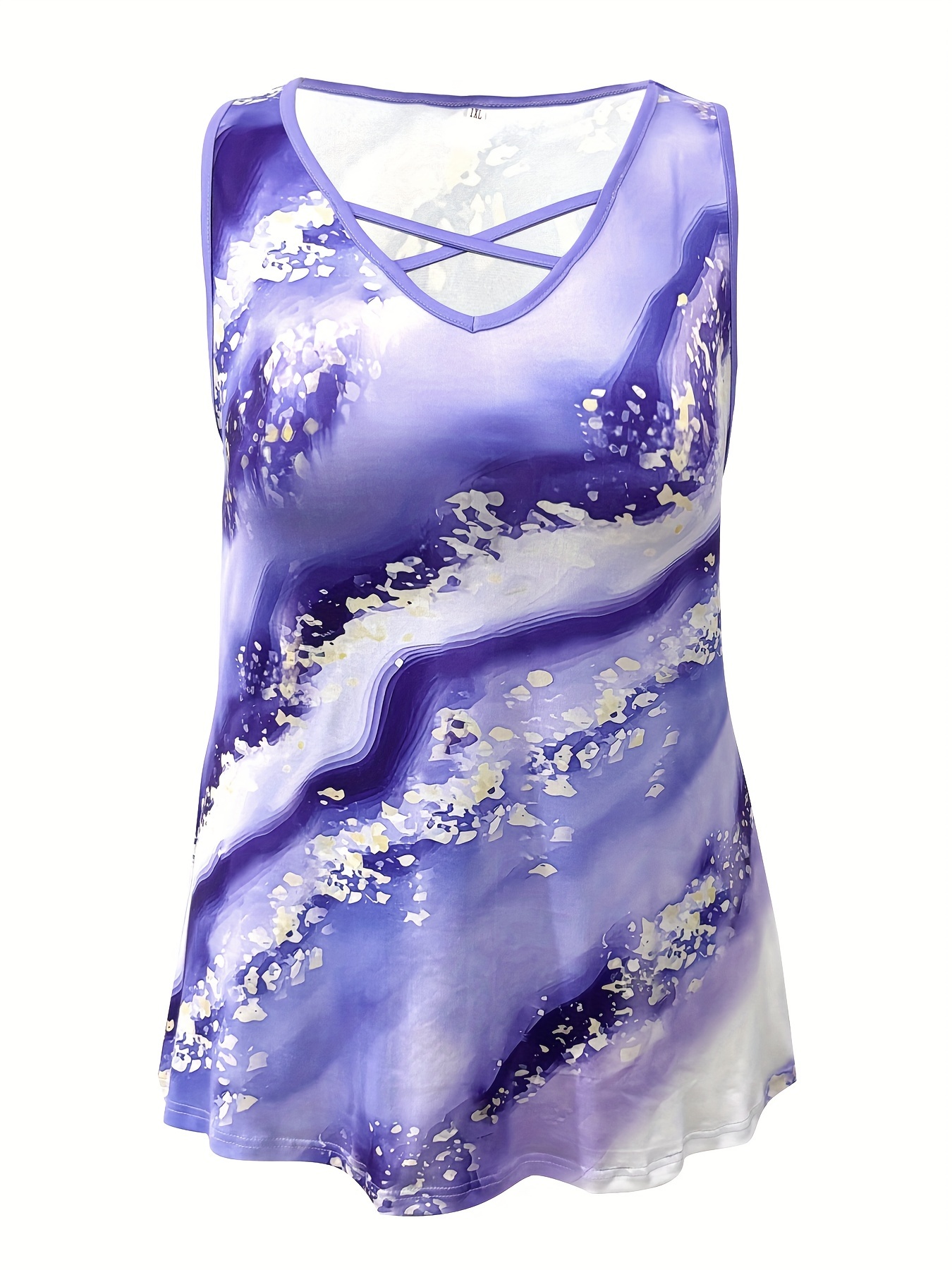 Plus Size Marble Print Tank To - огляд і ціна Summer Upf Clothing