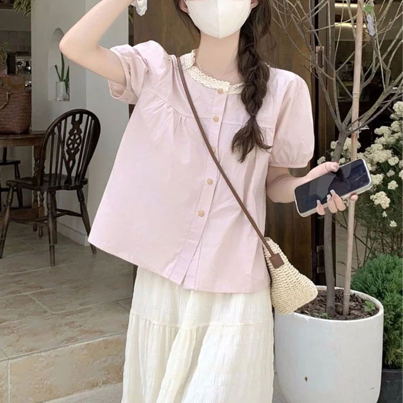 Fashionable Lace Spliced Shirt - огляд і ціна Summer Clothing In French