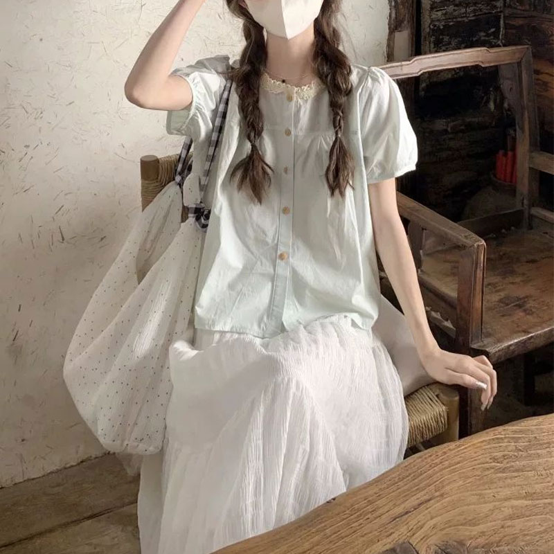 Fashionable Lace Spliced Shirt - огляд і ціна Summer Clothing In French