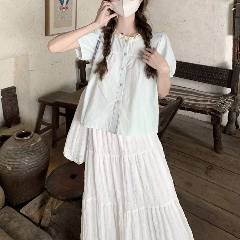 Fashionable Lace Spliced Shirt - огляд і ціна Summer Clothing In French